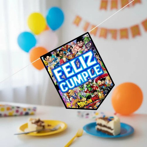Guirnalda Banderin Cumpleaños Cartel Dragon Ball Super Naranja - Imagen 3