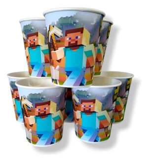 Pack 10 Vasos Descartables Cotillón Minecreaft Verde Musgo