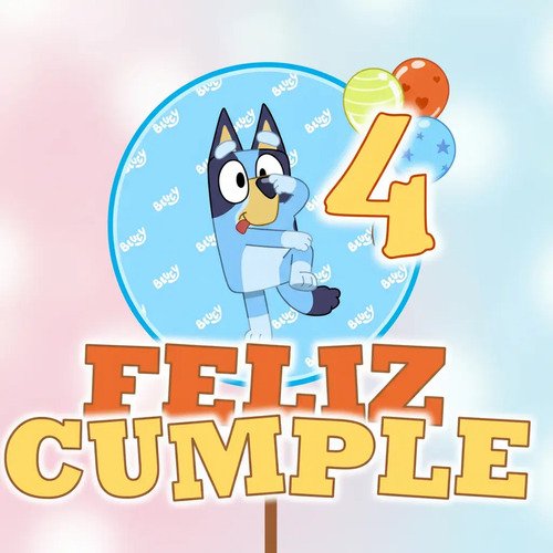 Bluy. Cake Topper Adorno Para Tortas Personalizados Agua Bluy - Imagen 4
