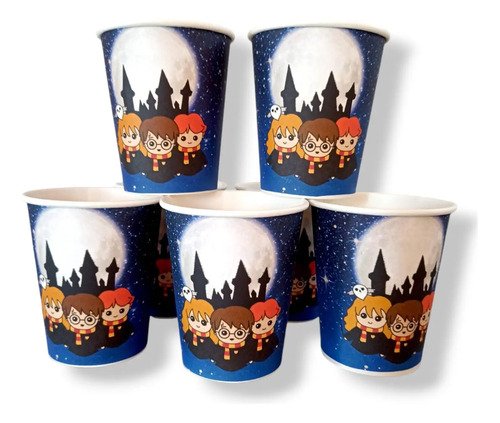 Pack 10 Vasos Descartables Cotillón Harry Potter Azul - Imagen 2
